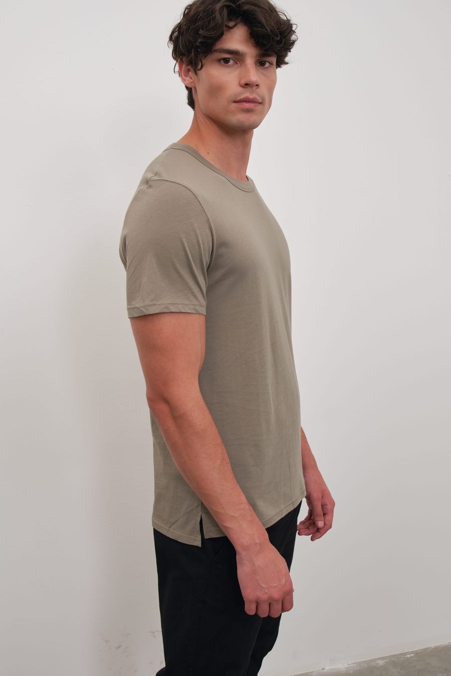 Crew Neck T-shirt in Lightweight Cotton/Modal Blend