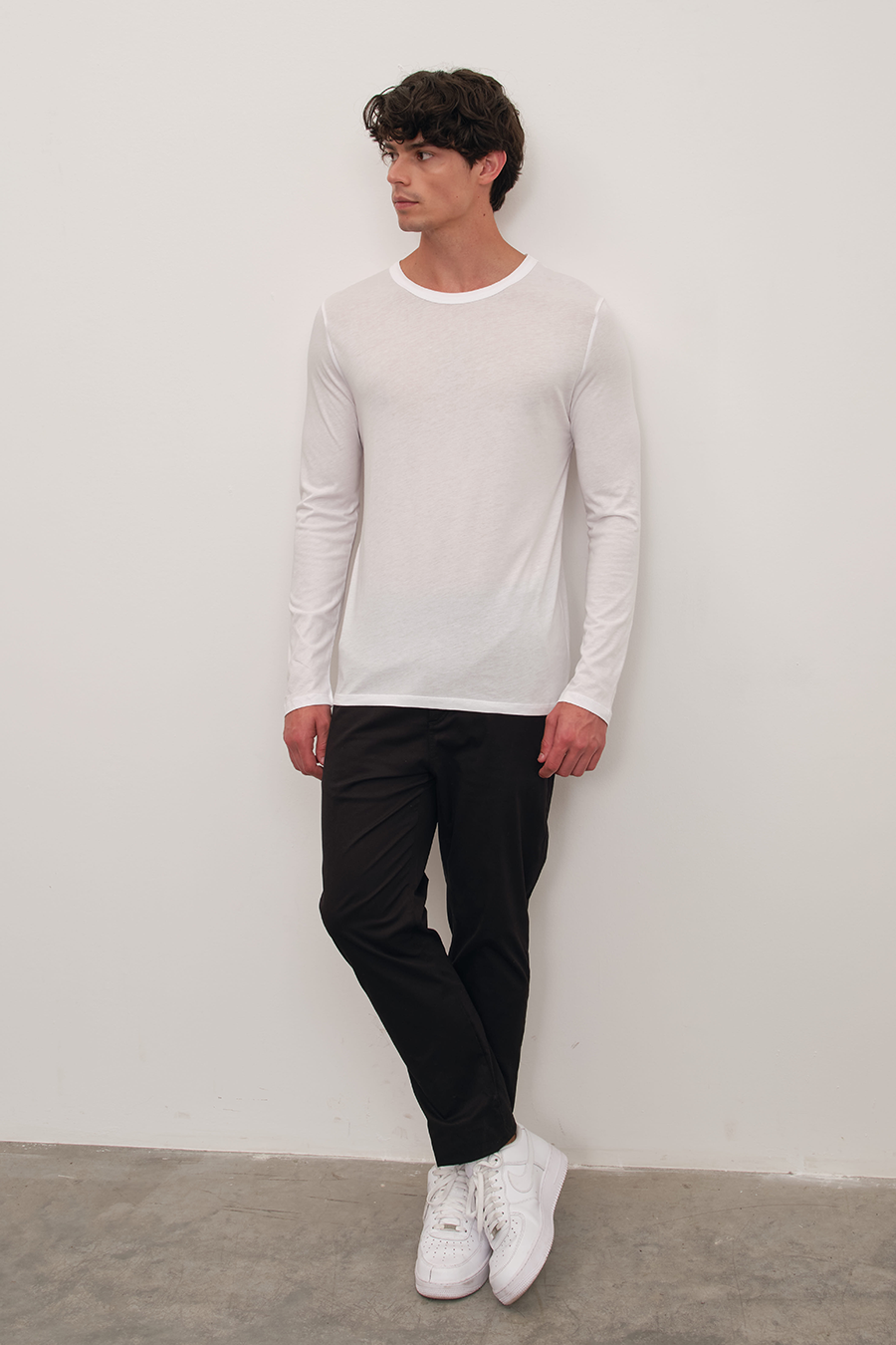 Long Sleeved T-shirt with Back Stitching in Lightweight Cotton/Modal Blend