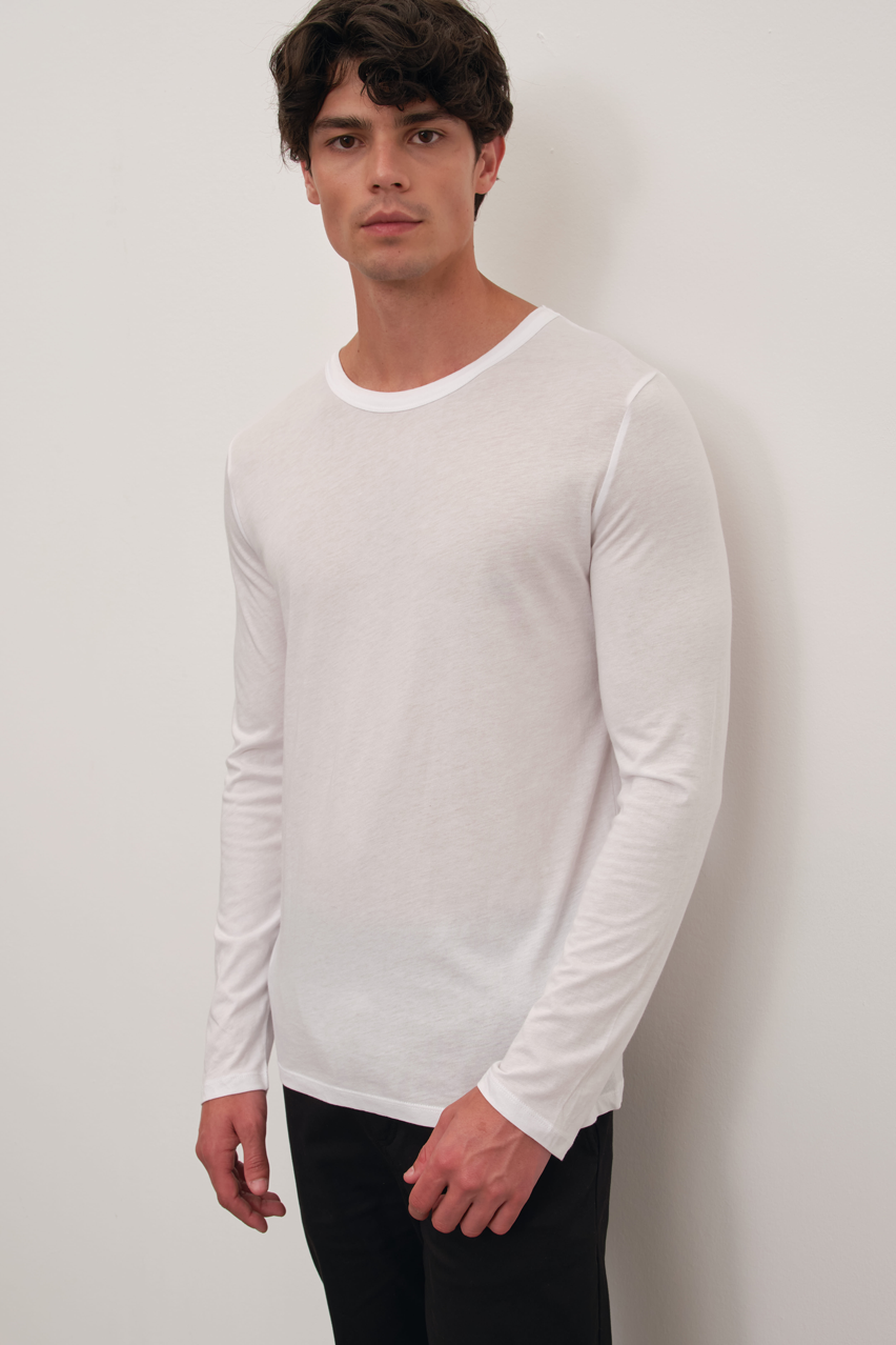 Long Sleeved T-shirt with Back Stitching in Lightweight Cotton/Modal Blend