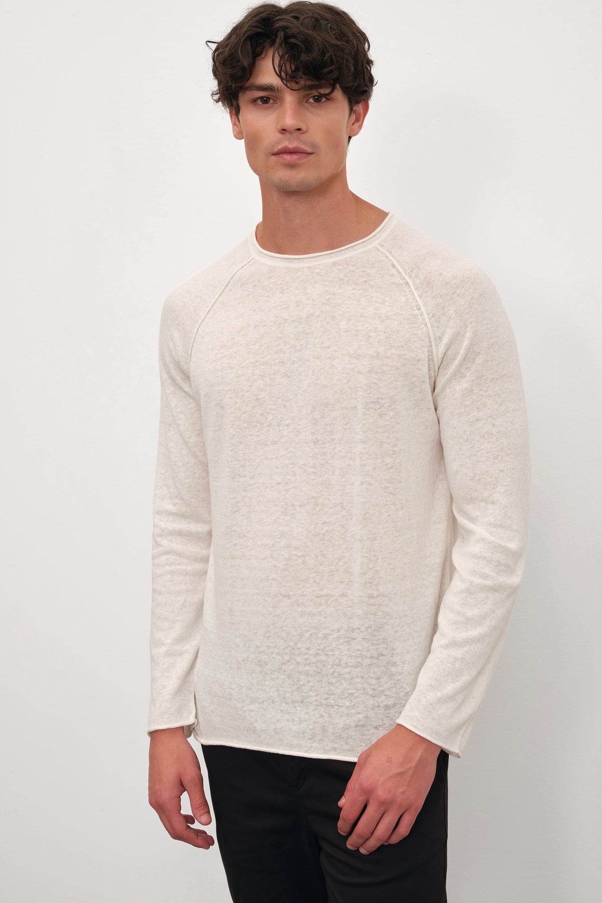 Raglan Sleeve Lightweight Unisex Sweater in Cotton/Linen Blend