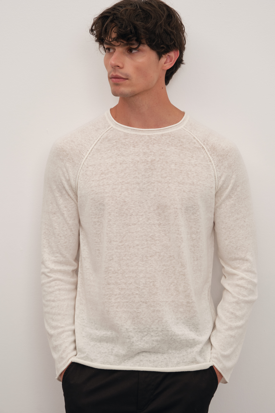 Raglan Sleeve Lightweight Unisex Sweater in Cotton/Linen Blend