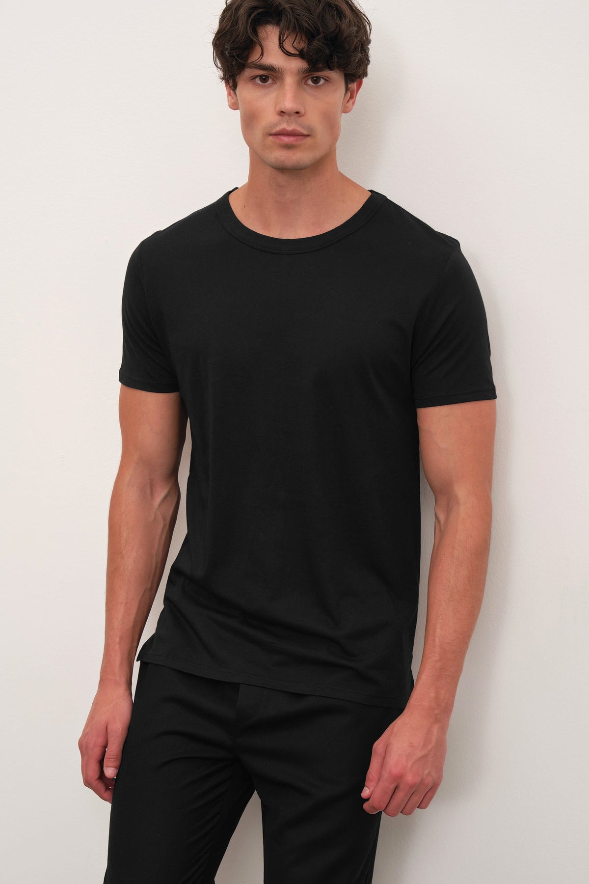 Crew Neck T-shirt in Lightweight Cotton/Modal Blend