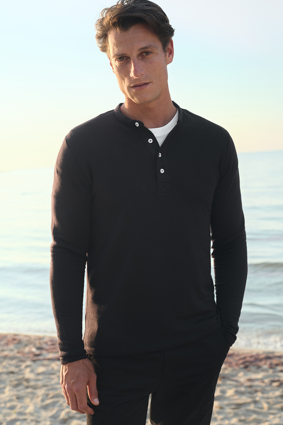 Modal Fleece Half-Buttoned Sweatshirt