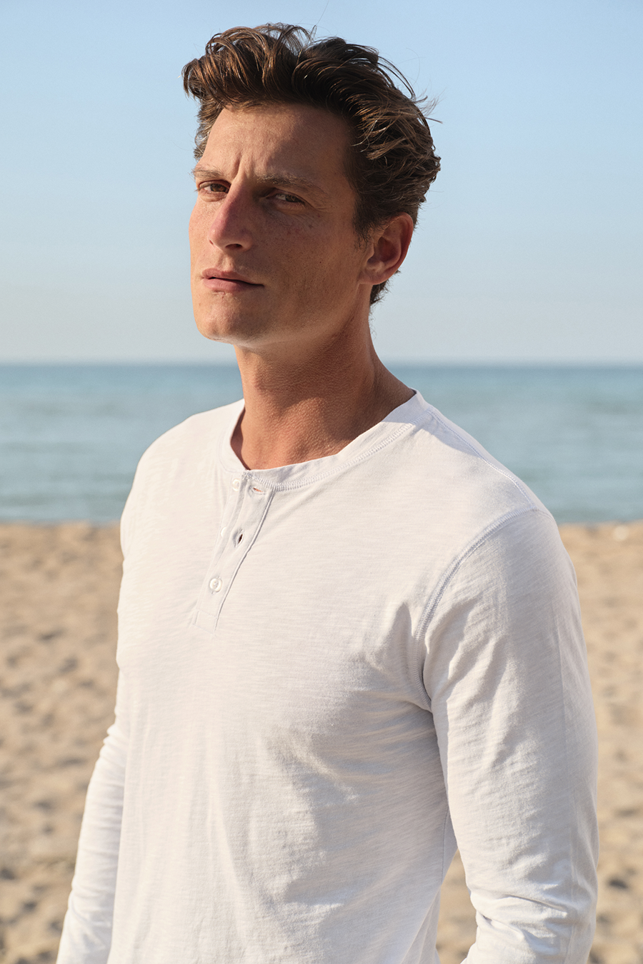 Long Sleeve Henley in Slub Cotton