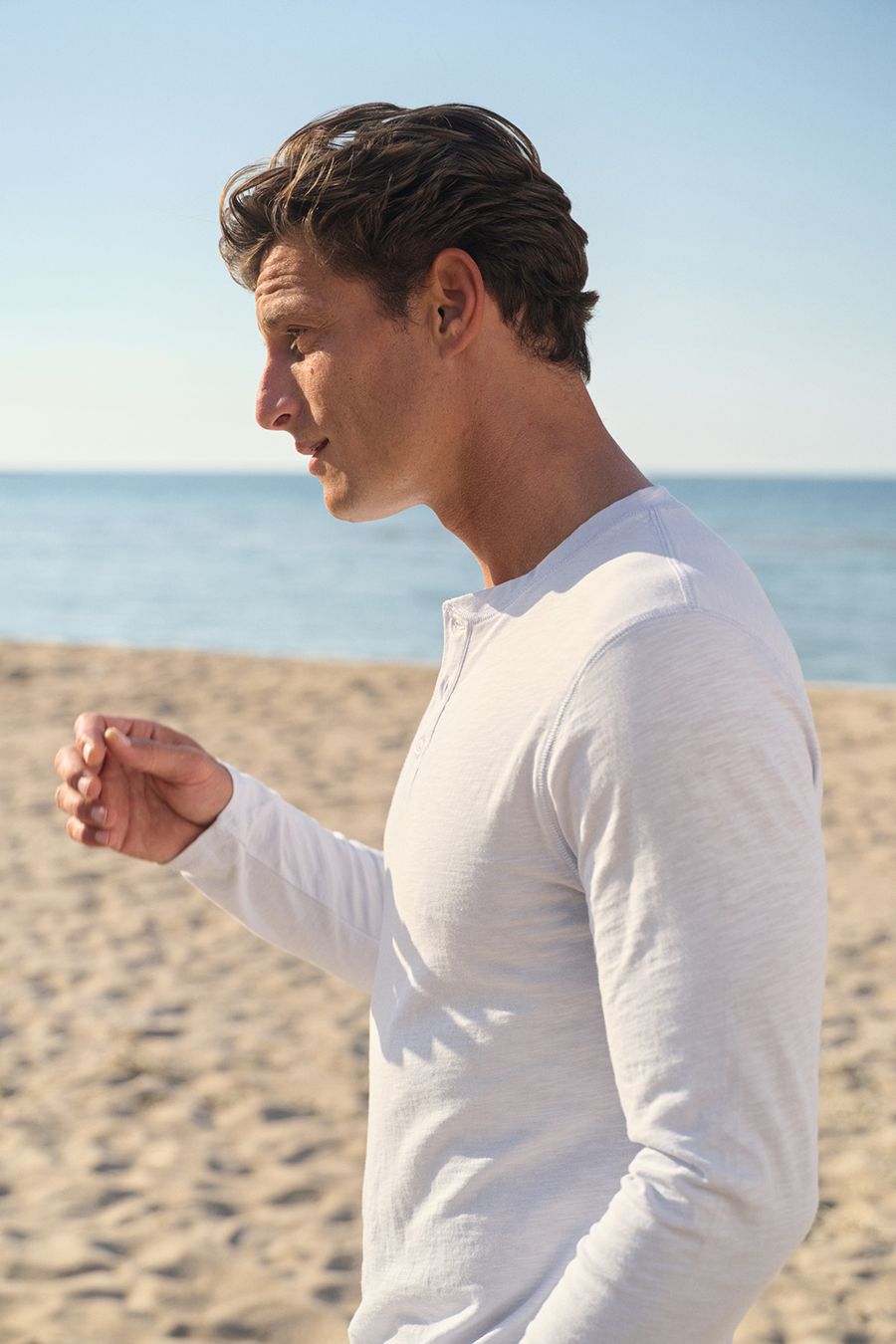 Long Sleeve Henley in Slub Cotton