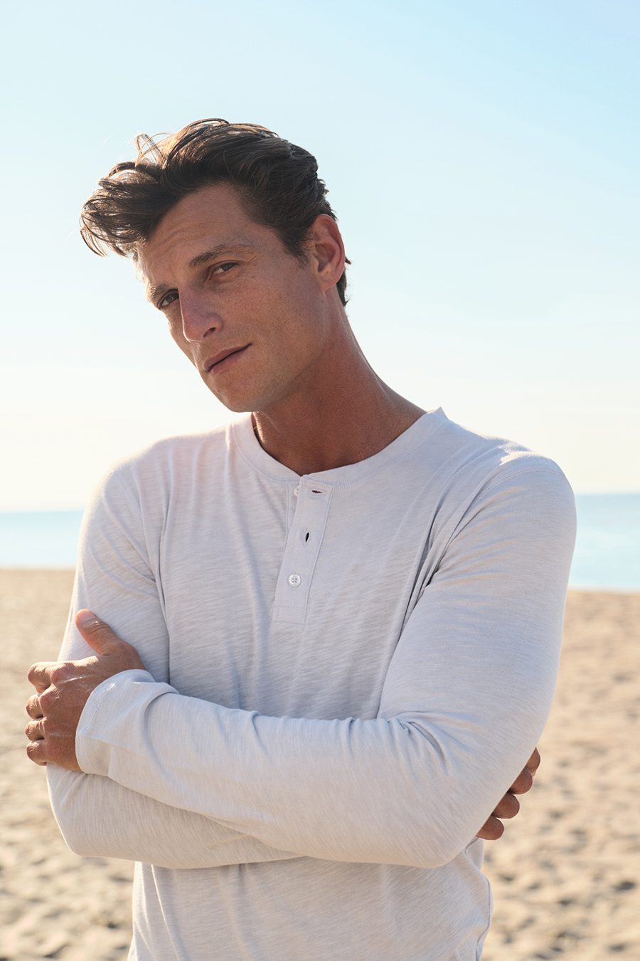 Long Sleeve Henley in Slub Cotton