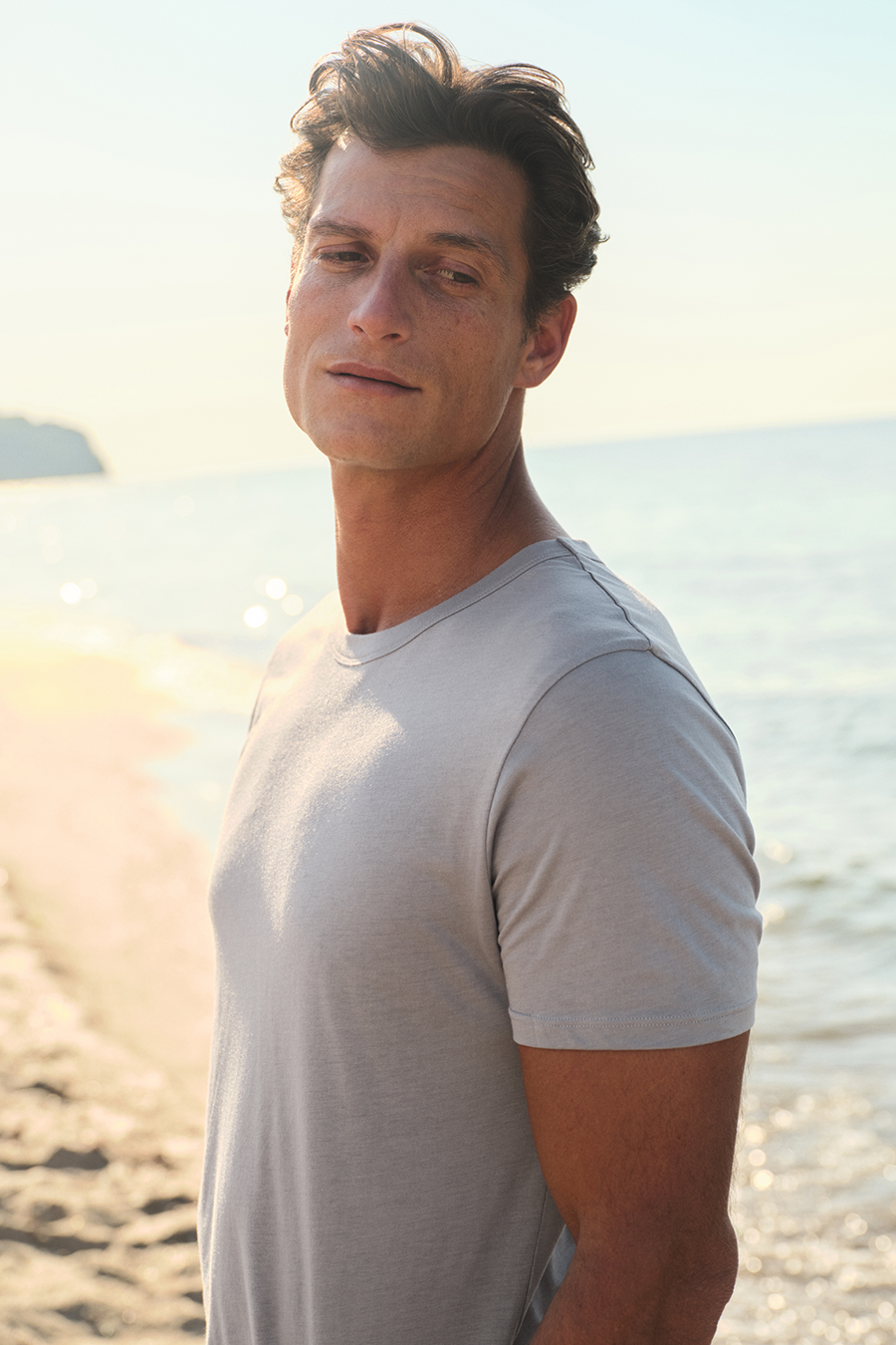 Crew Neck T-shirt in Lightweight Cotton/Modal Blend