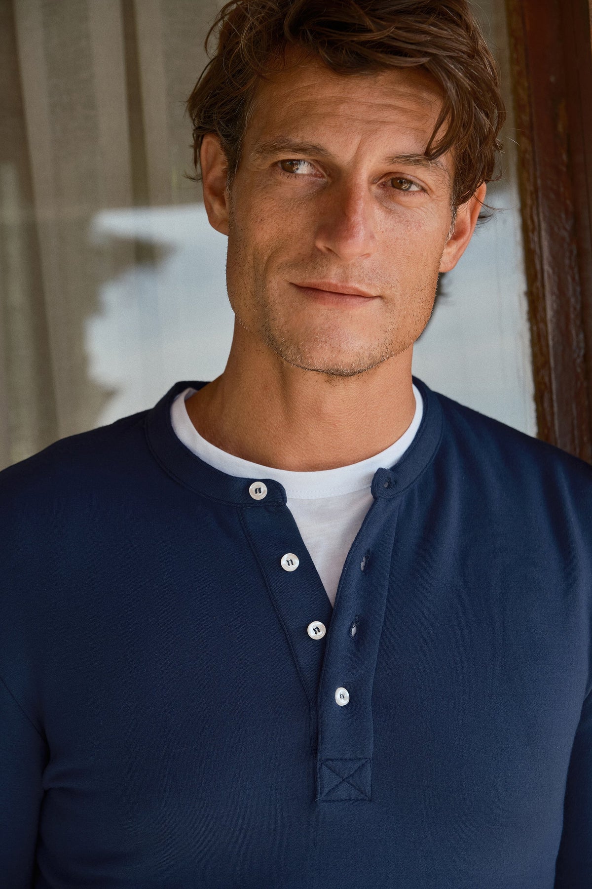 Modal Fleece Half-Buttoned Sweatshirt
