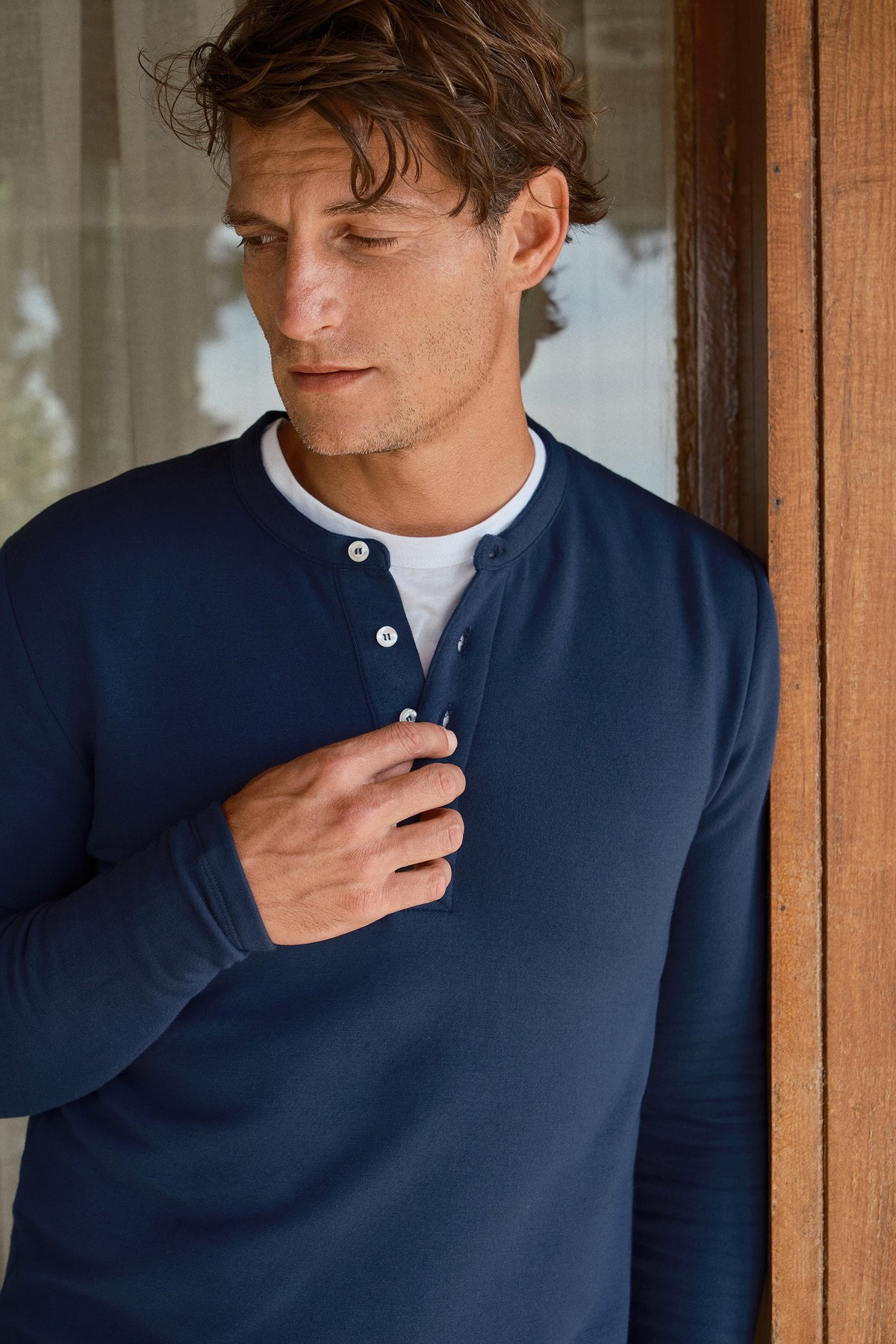Modal Fleece Half-Buttoned Sweatshirt
