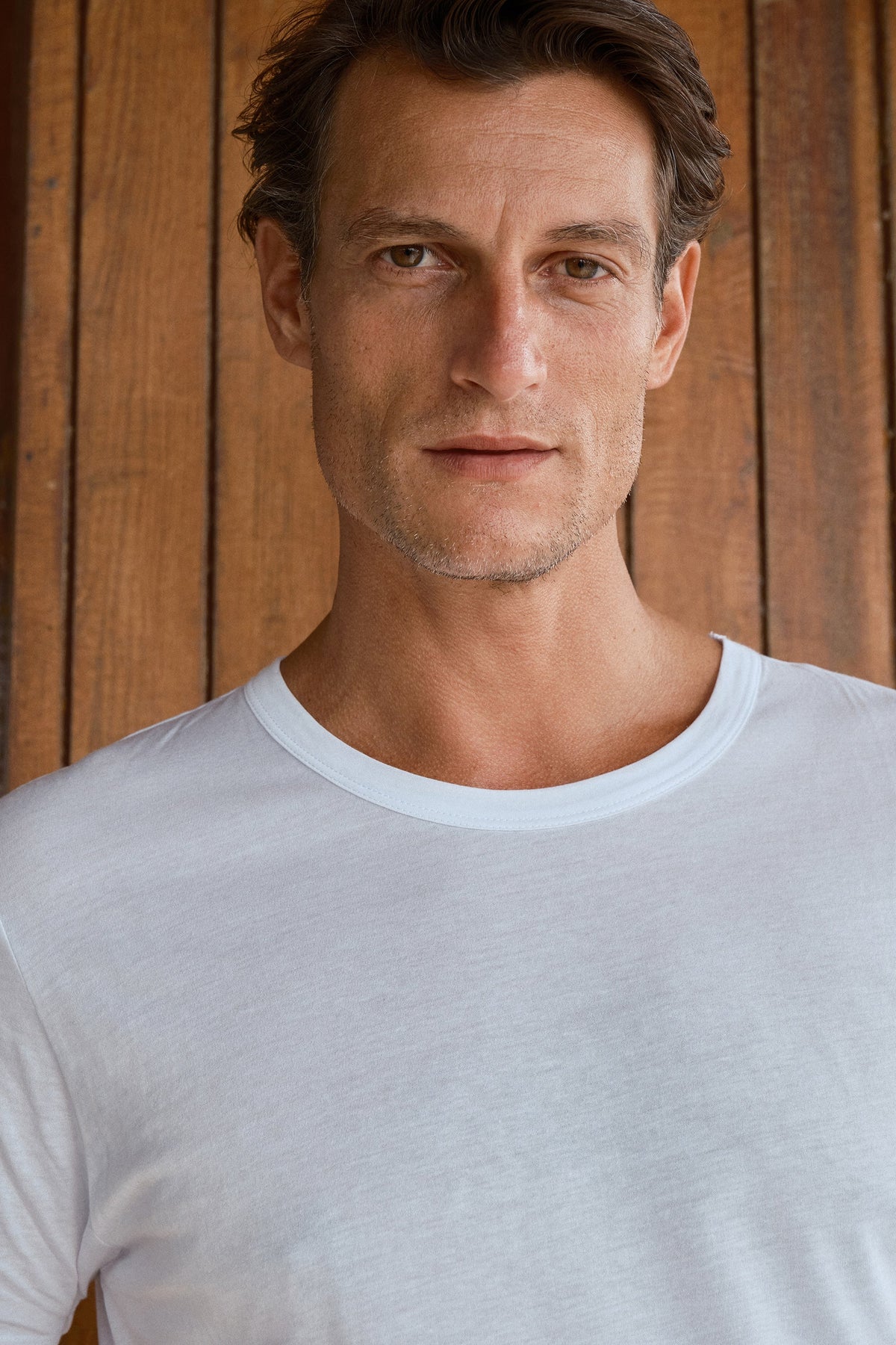 Crew Neck T-shirt in Lightweight Cotton/Modal Blend