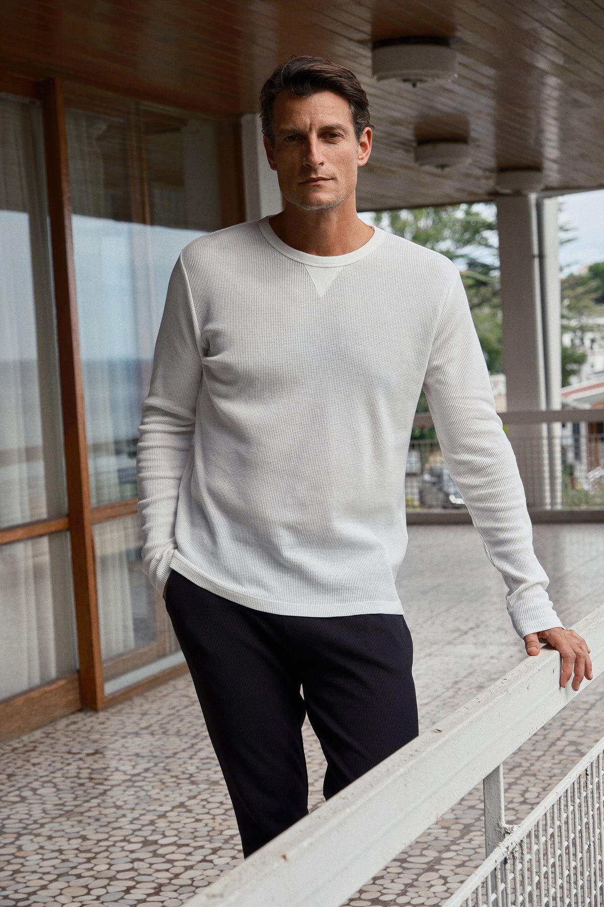 Cotton Waffle Long-Sleeve Unisex T-Shirt