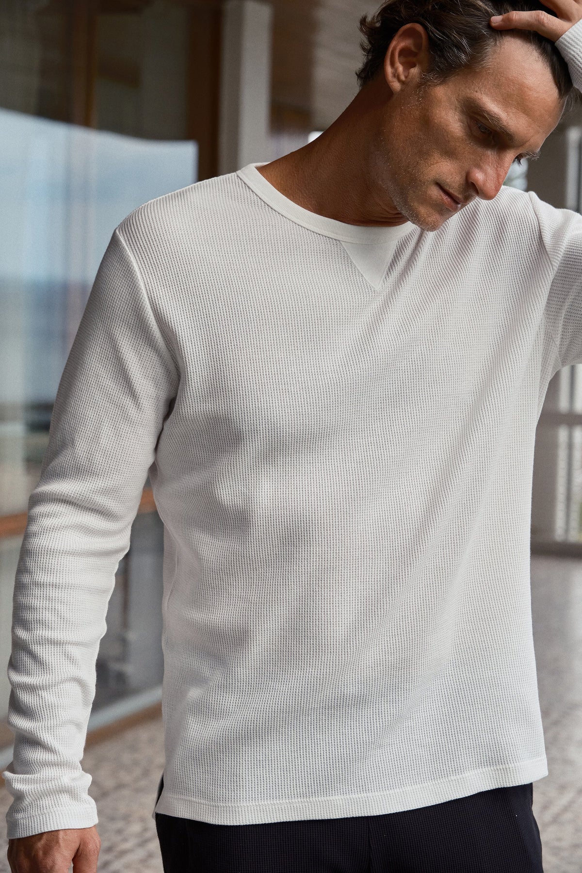Cotton Waffle Long-Sleeve Unisex T-Shirt