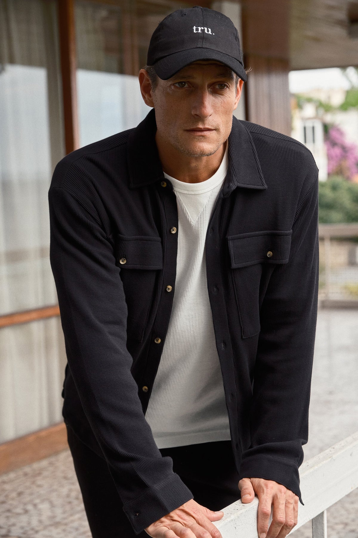 Waffle Cotton Shirt Jacket