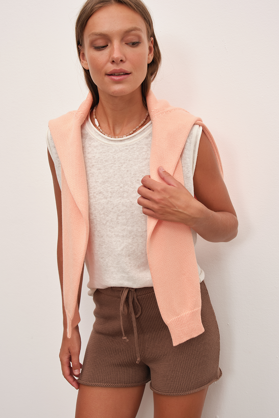 Lightweight Knit Muscle Tee in Cotton/Linen Blend