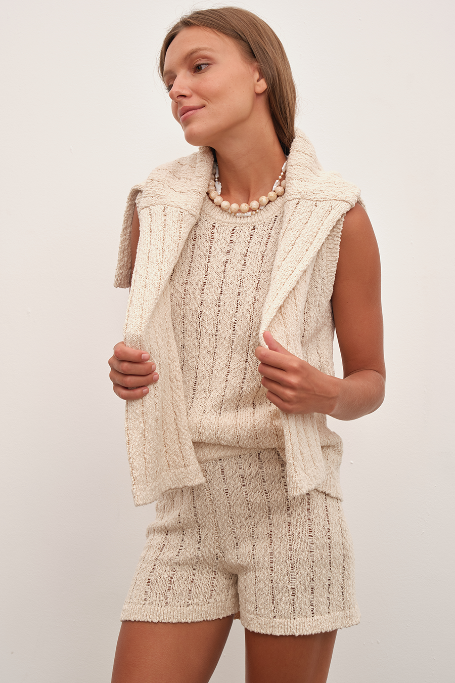 Crochet Knit Shorts in Organic Cotton