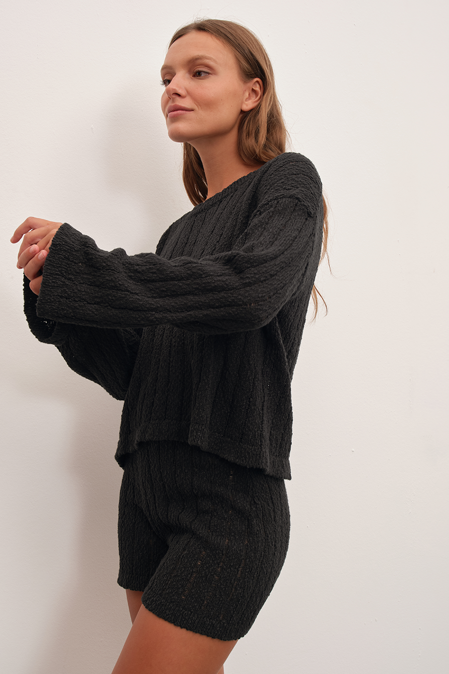 Crochet Knit Shorts in Organic Cotton