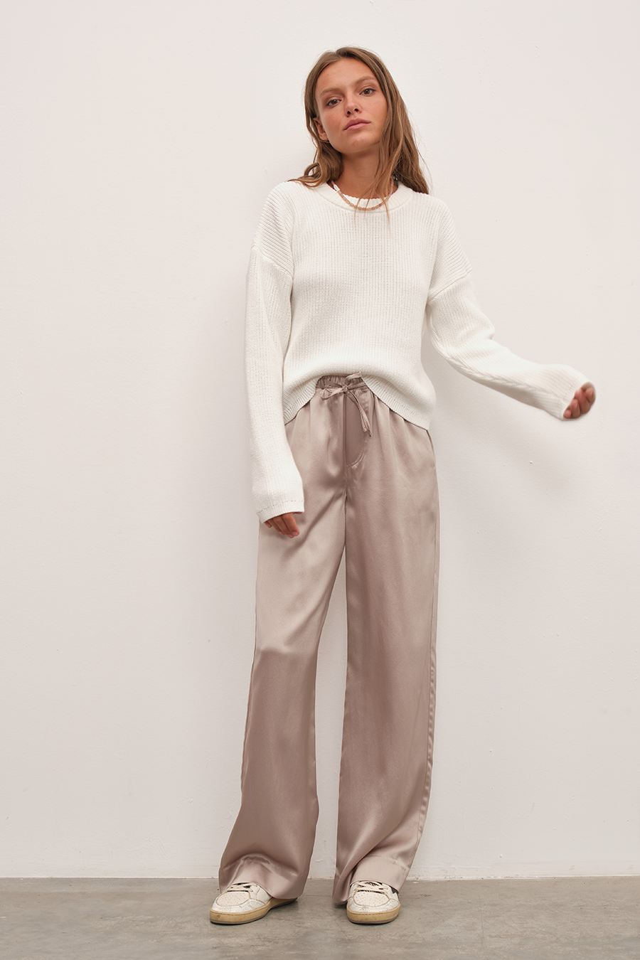 Silk Satin Wide-Leg Pants