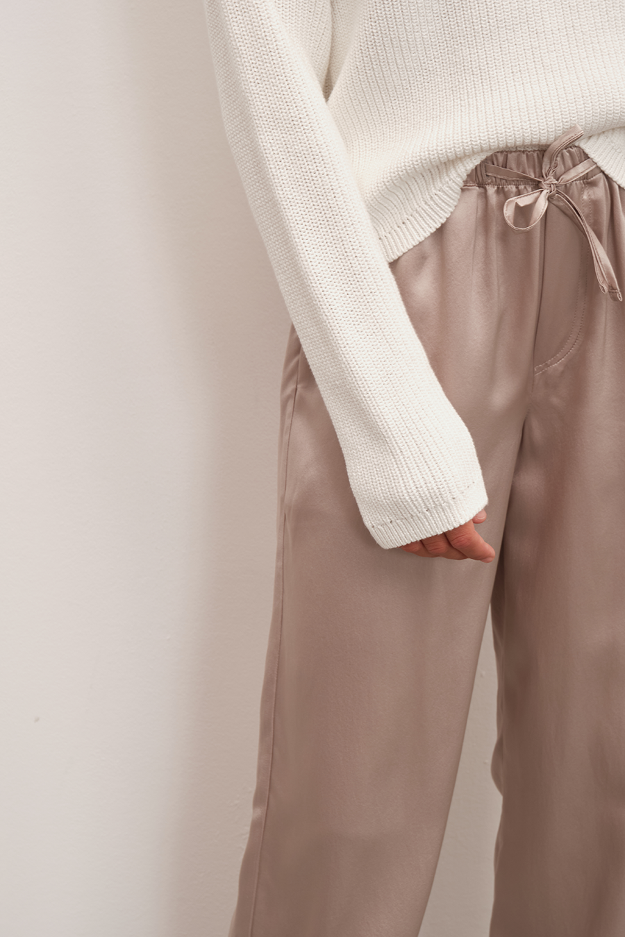 Silk Satin Wide-Leg Pants