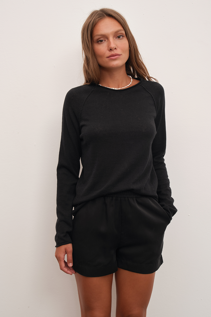 Raglan Sleeve Lightweight Unisex Sweater in Cotton/Linen Blend