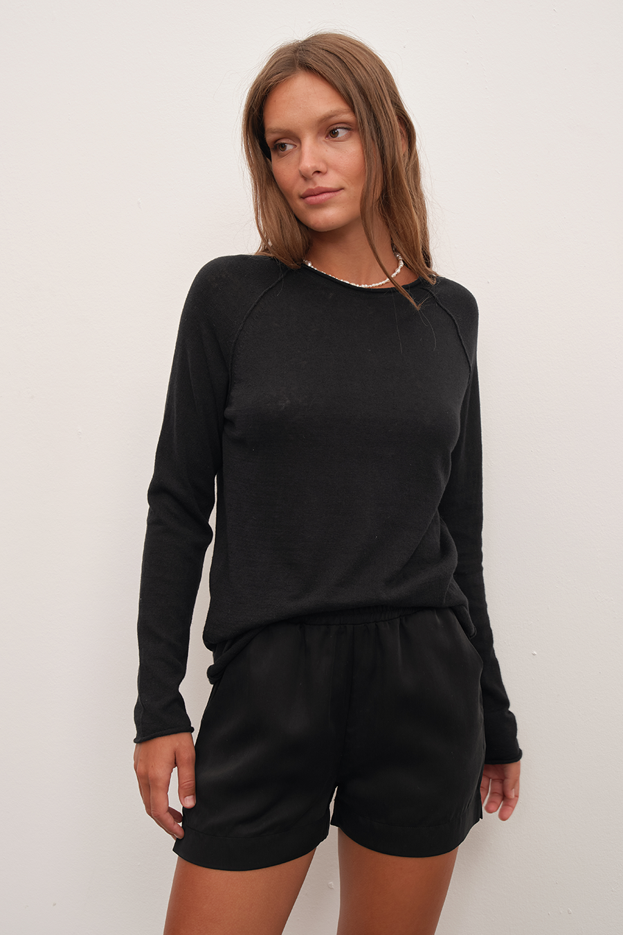 Raglan Sleeve Lightweight Unisex Sweater in Cotton/Linen Blend