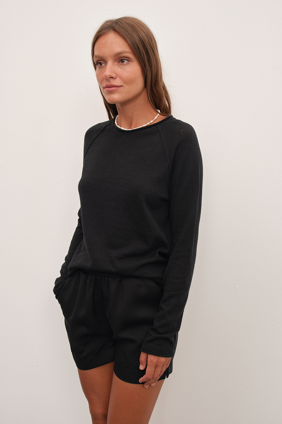 Raglan Sleeve Lightweight Unisex Sweater in Cotton/Linen Blend