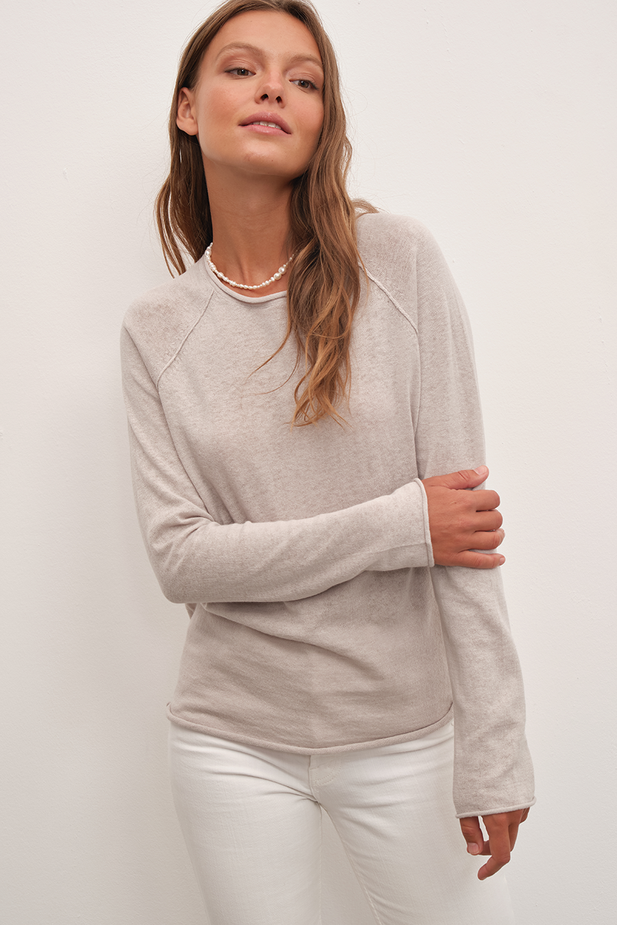 Raglan Sleeve Lightweight Unisex Sweater in Cotton/Linen Blend