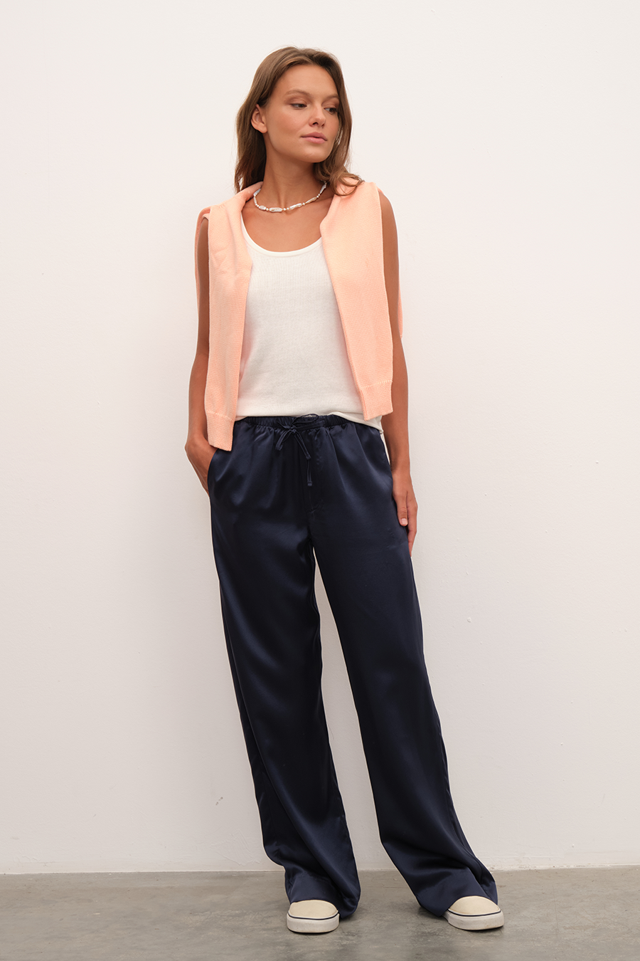 Silk Satin Wide-Leg Pants