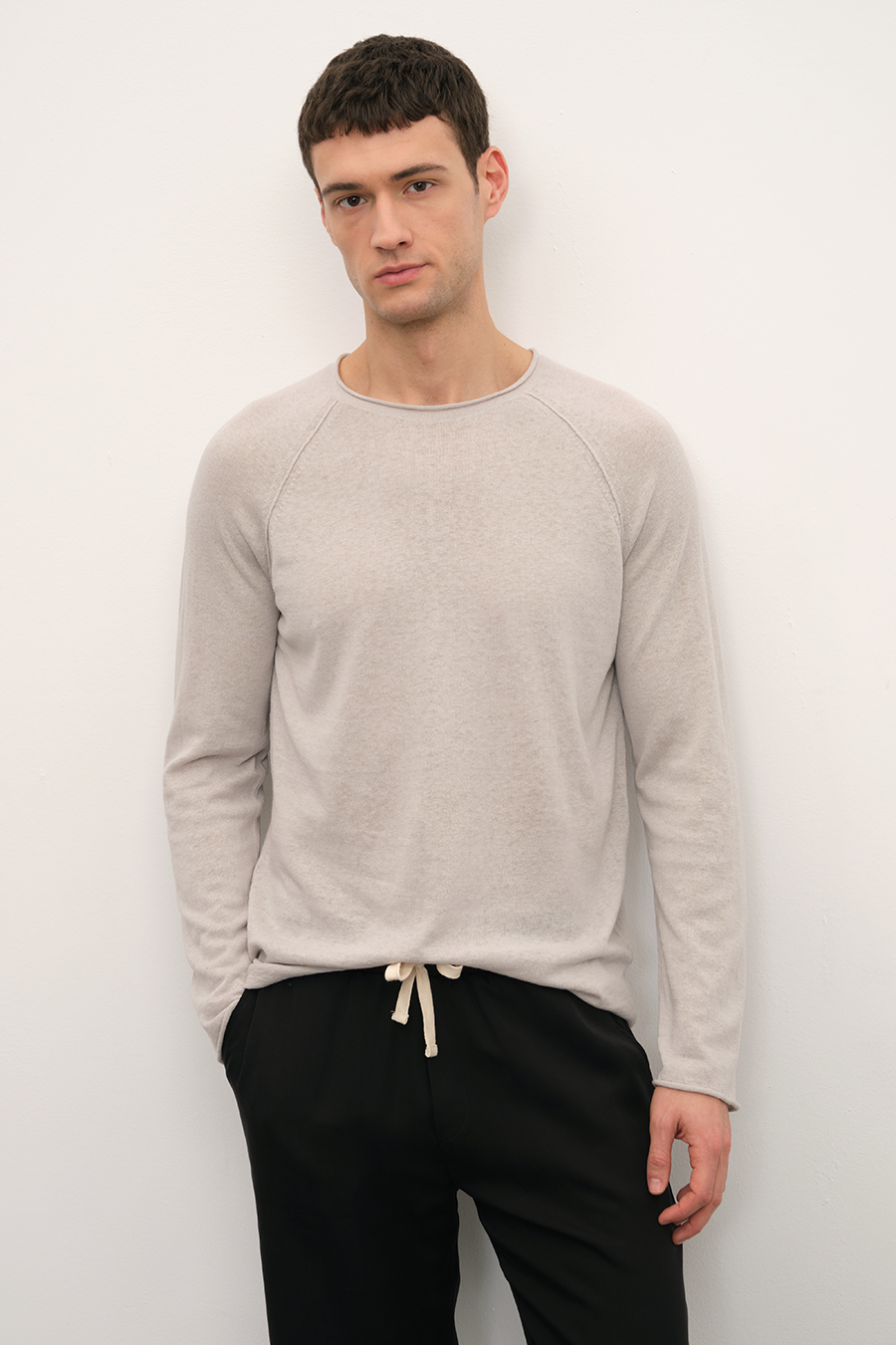 Raglan Sleeve Lightweight Unisex Sweater in Cotton/Linen Blend