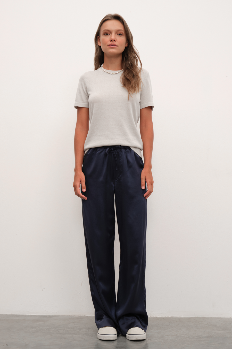 Silk Satin Wide-Leg Pants
