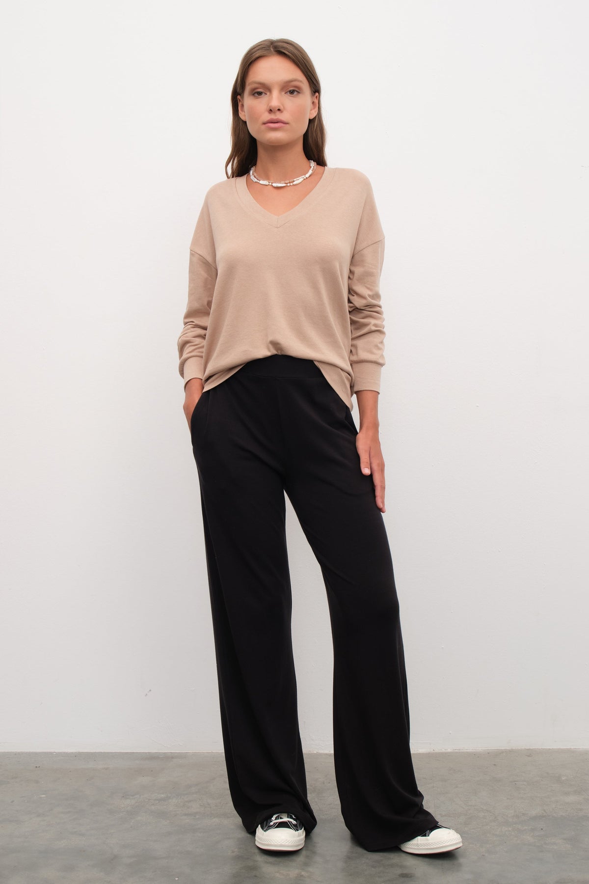 V Neck Lightweight Sweatshirt in Tri-Blend