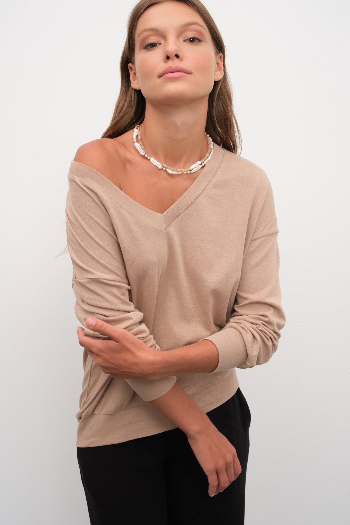 V Neck Lightweight Sweatshirt in Tri-Blend
