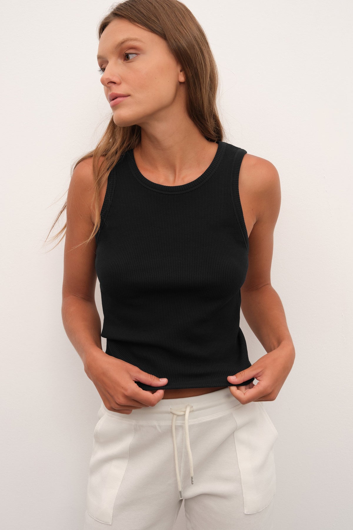 Cotton Waffle Cropped Tank Top
