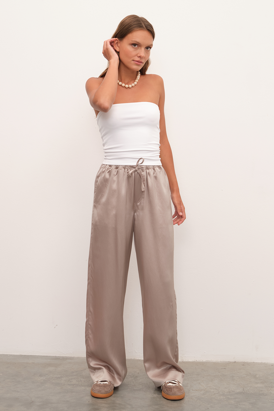 Silk Satin Wide-Leg Pants
