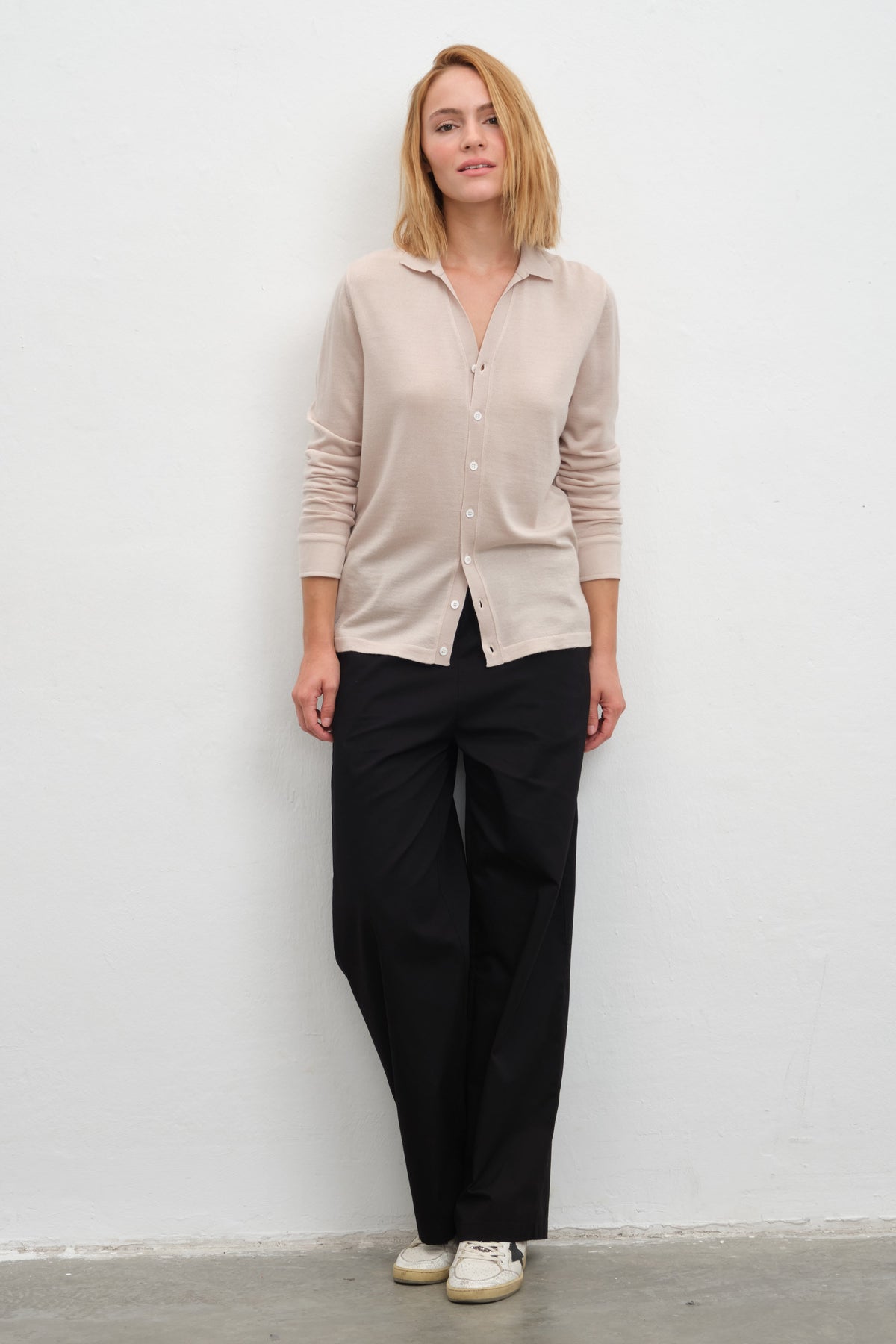 Lightweight Cashmere Polo-Neck Unisex Knit Shirt