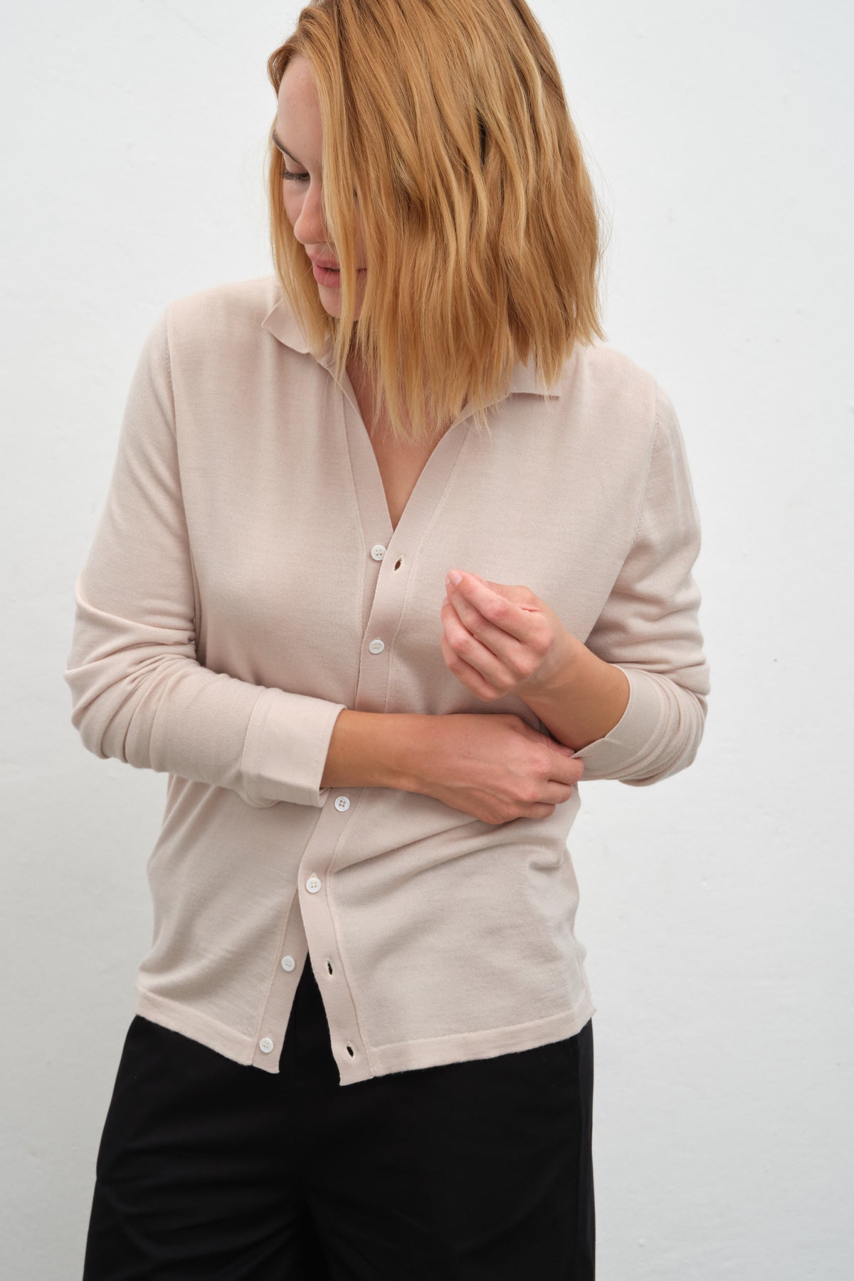Lightweight Cashmere Polo-Neck Unisex Knit Shirt