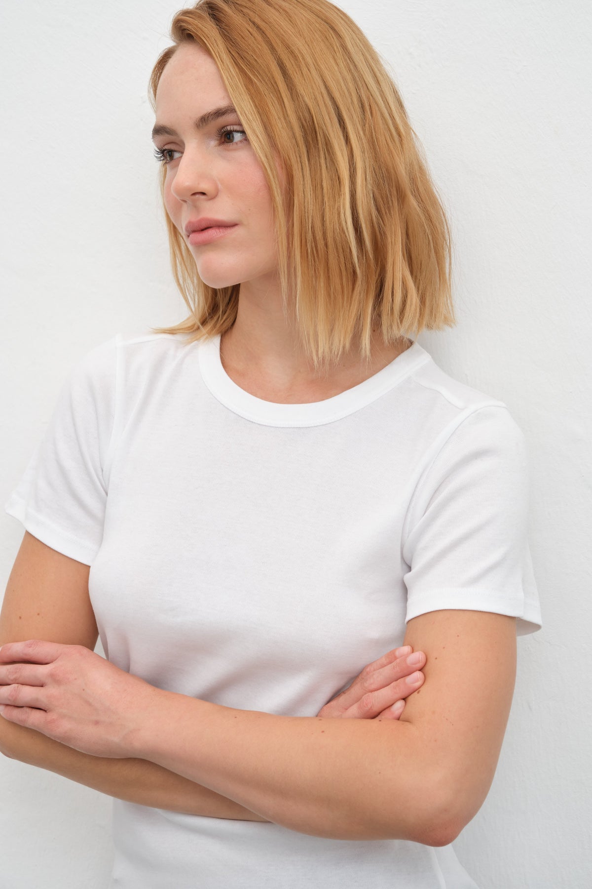 Crew-Neck Fitted T-shirt in Micro-Ribbed Cotton