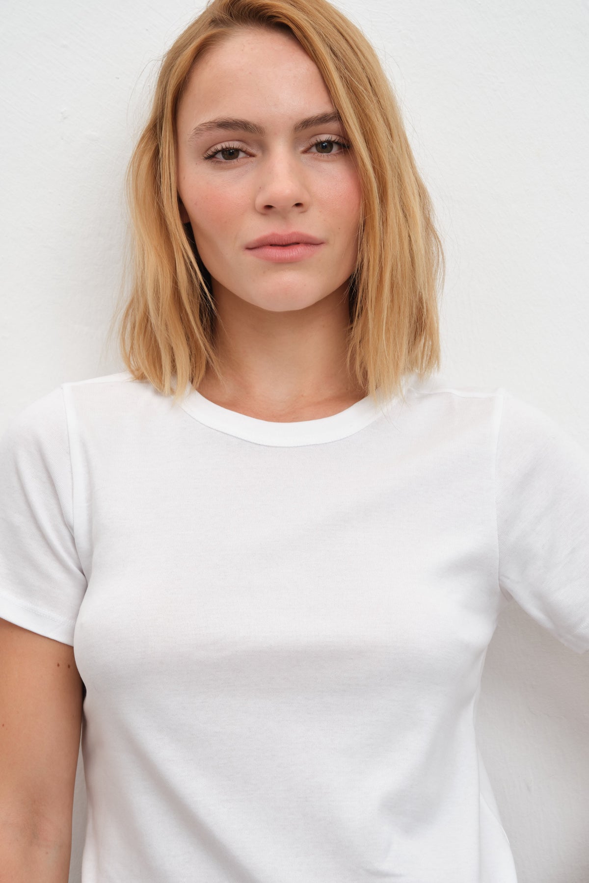 Crew-Neck Fitted T-shirt in Micro-Ribbed Cotton
