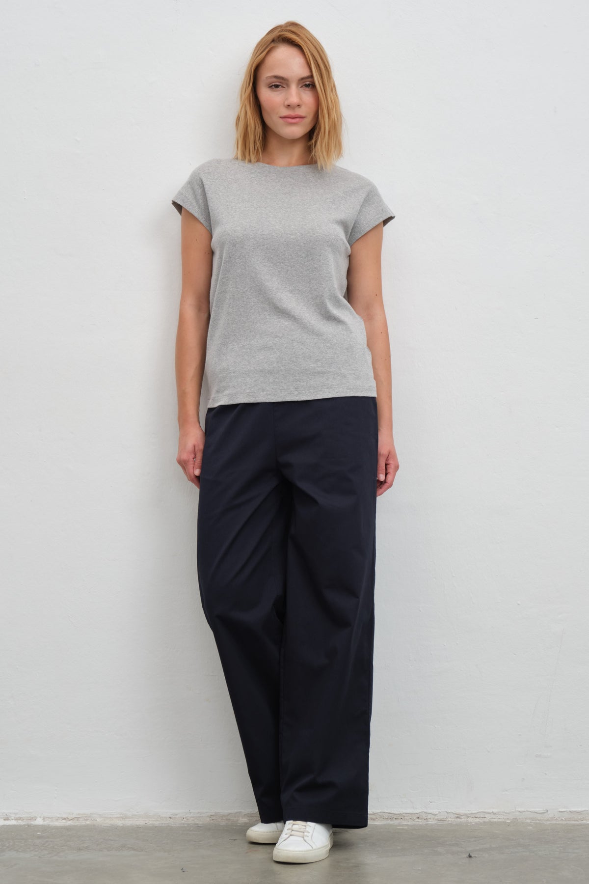 Cap-Sleeve T-shirt in Micro-Ribbed Cotton