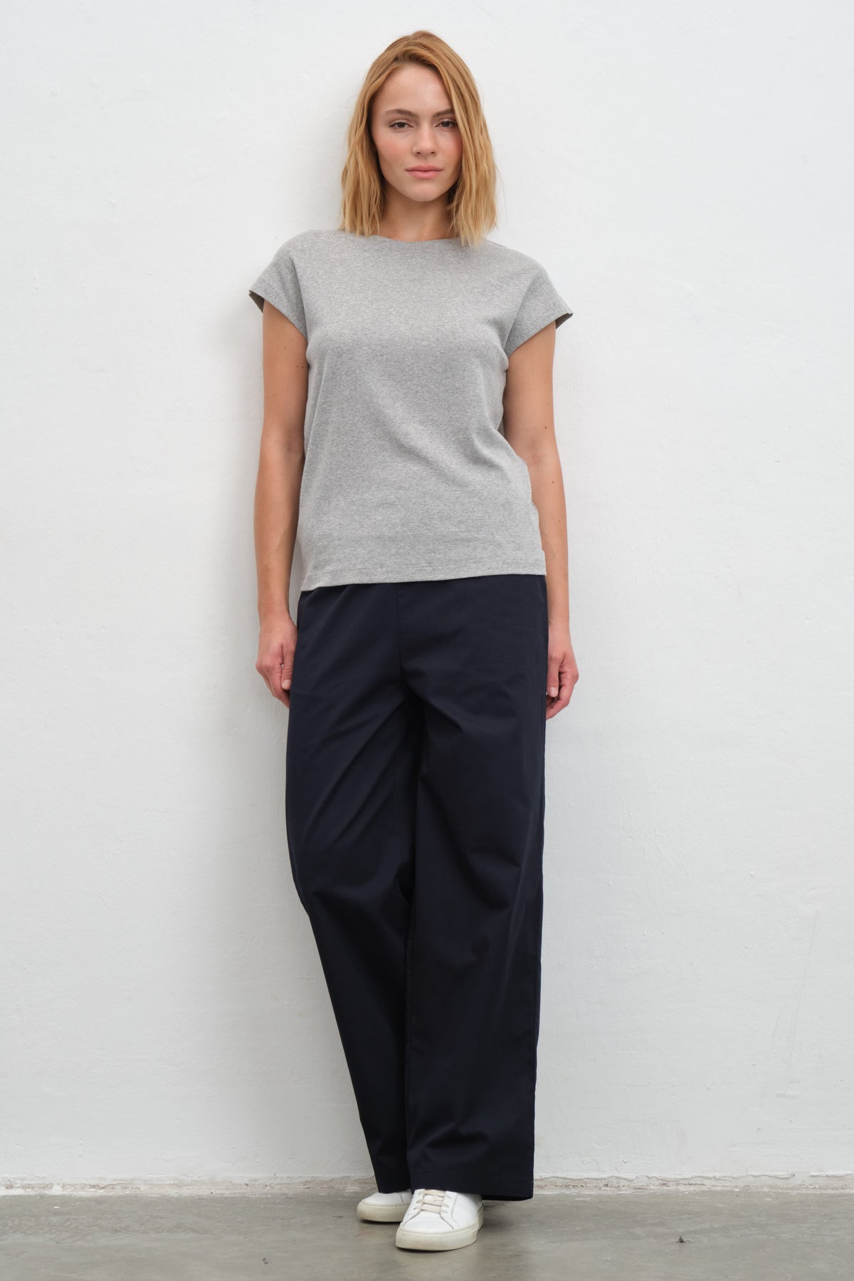 Cap-Sleeve T-shirt in Micro-Ribbed Cotton