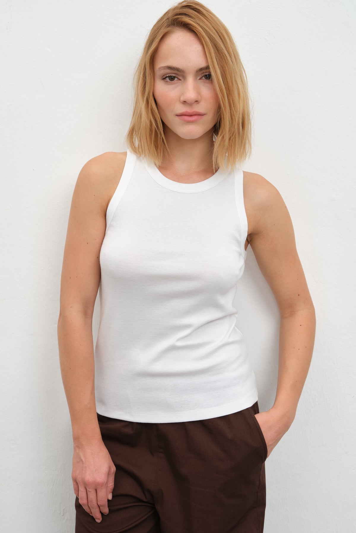Tank Top in Micro-Ribbed Cotton