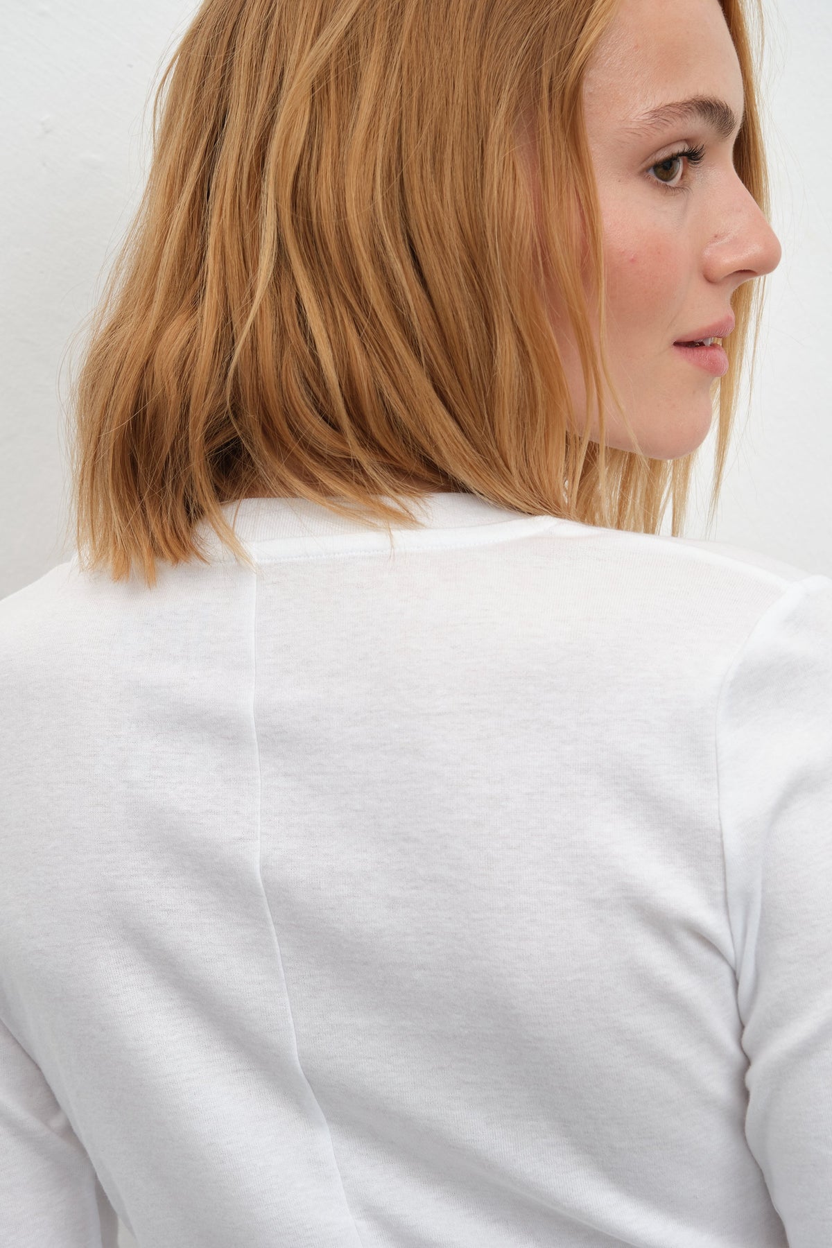 Long-Sleeve Fitted T-shirt in Micro-Ribbed Cotton