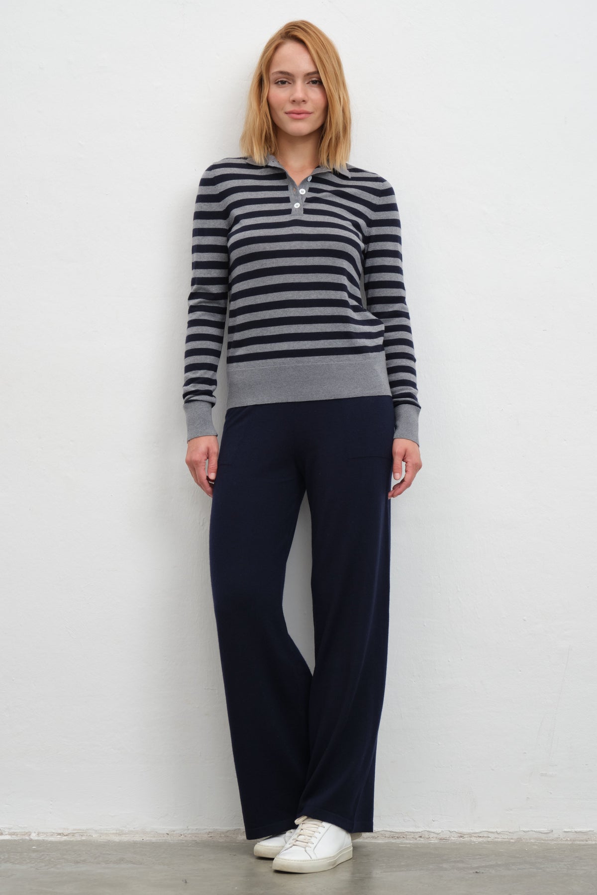 Lightweight Cashmere-Merino Polo-Neck Fitted Sweater