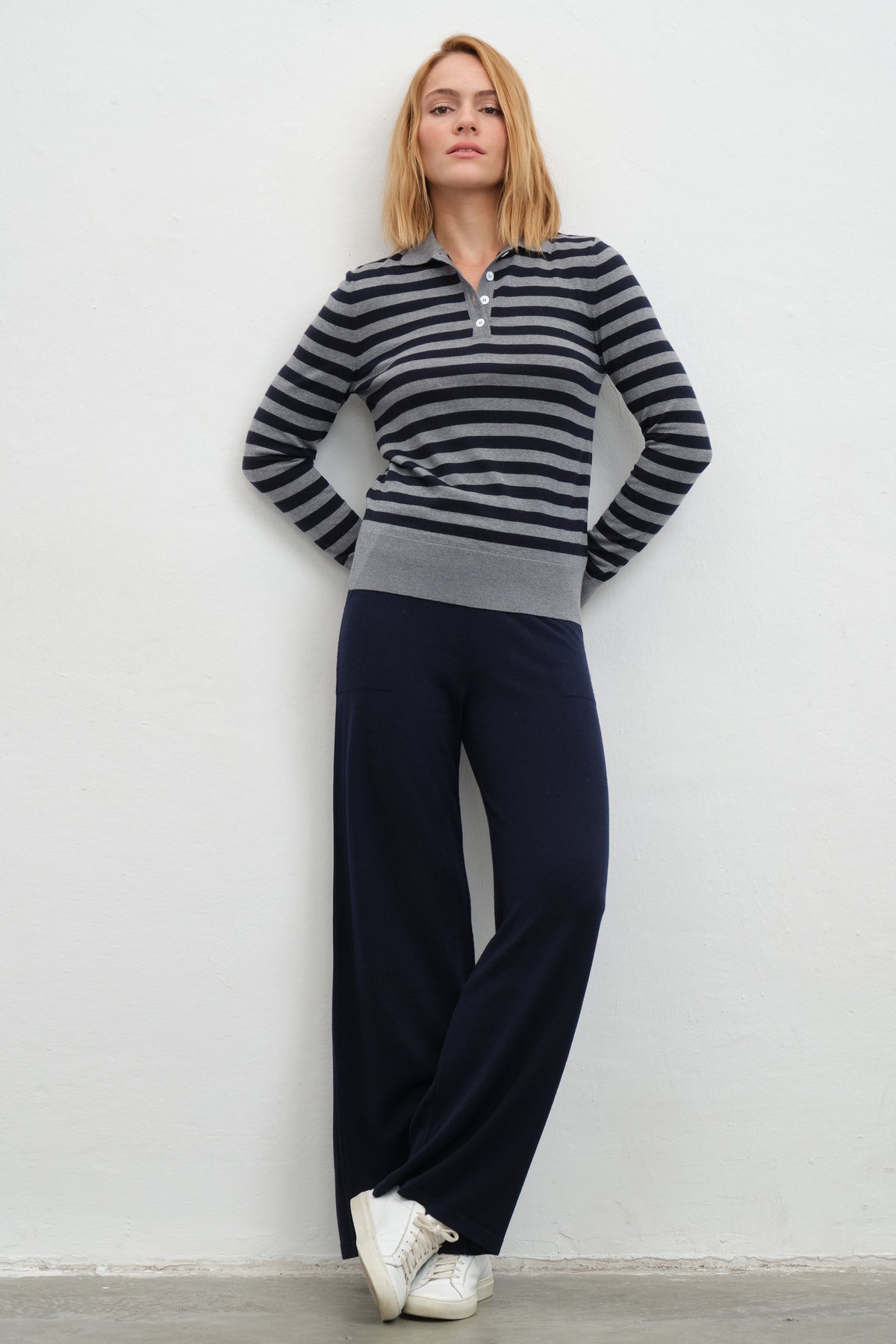 Lightweight Cashmere-Merino Polo-Neck Fitted Sweater