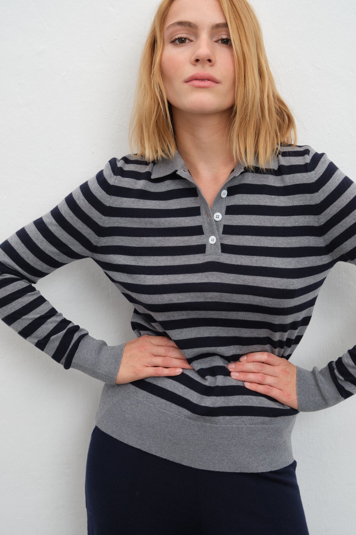 Lightweight Cashmere-Merino Polo-Neck Fitted Sweater