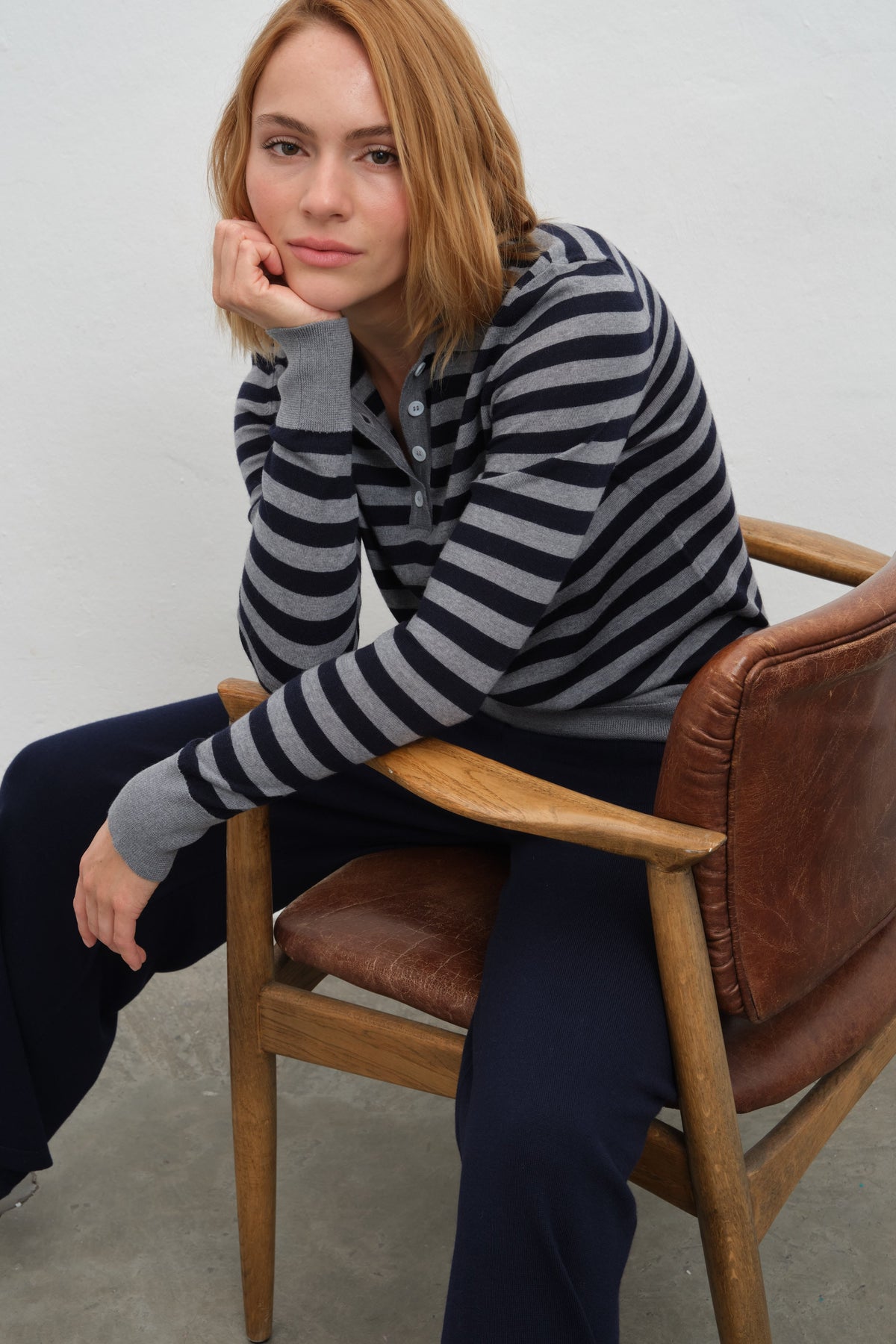 Lightweight Cashmere-Merino Polo-Neck Fitted Sweater
