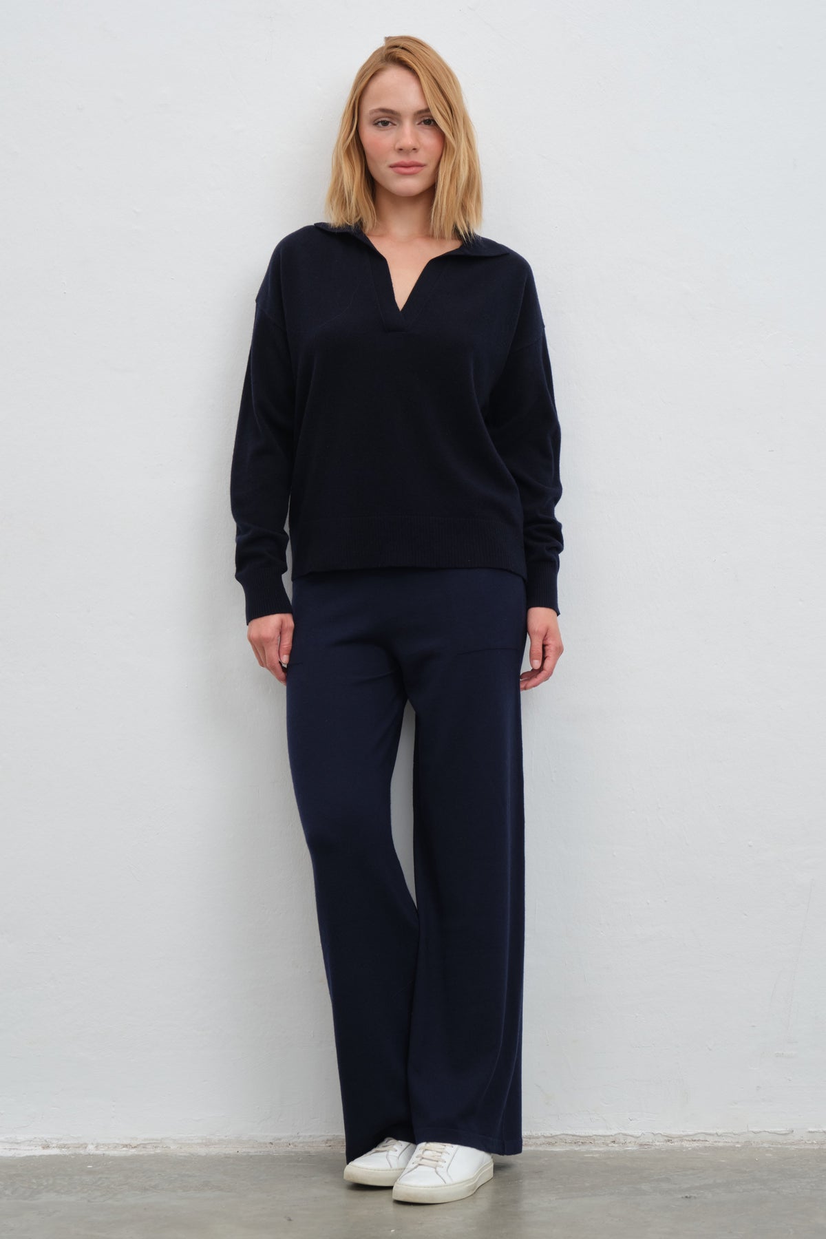 Cashmere-Merino Polo-Neck Sweater