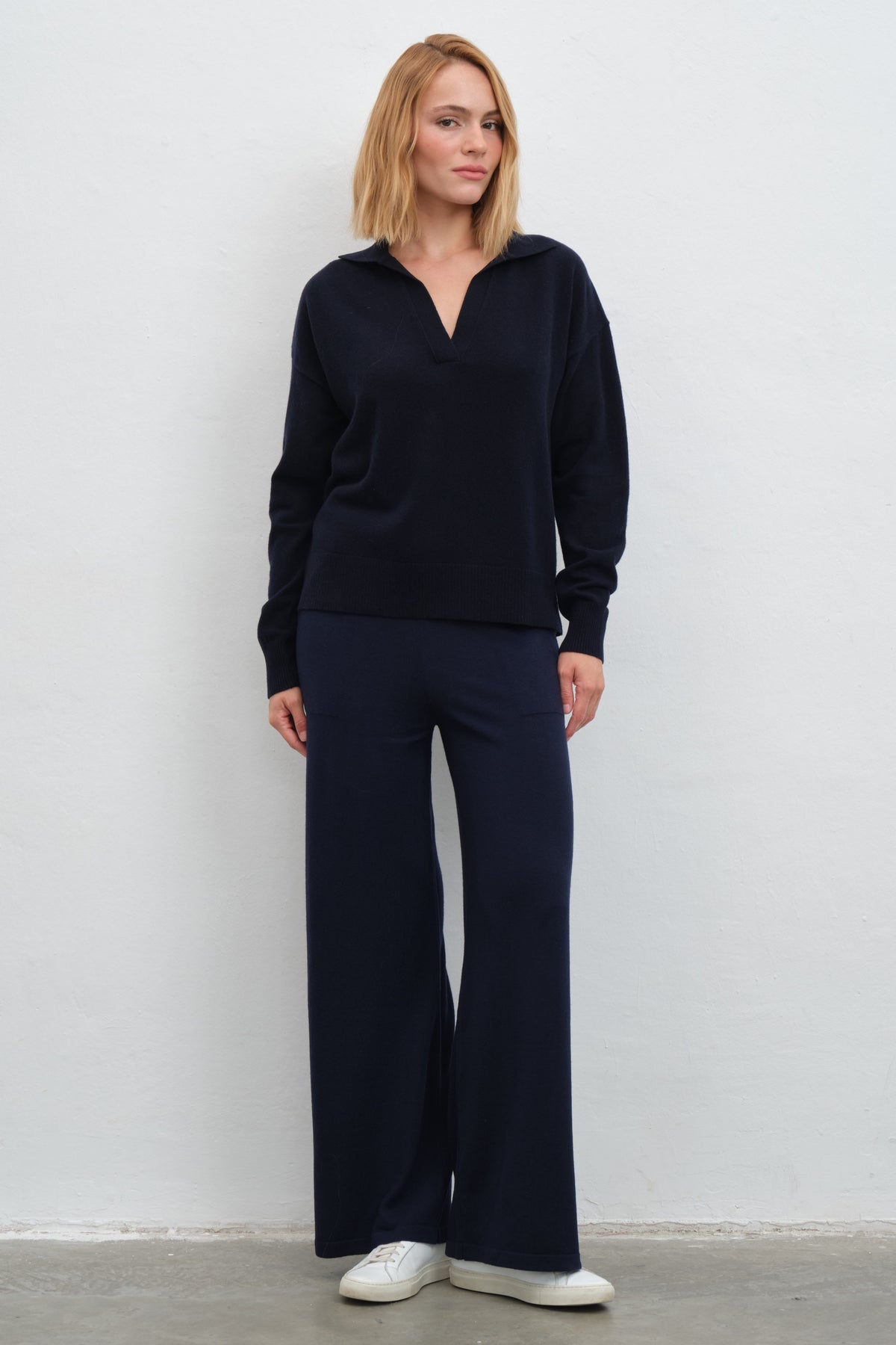 Cashmere-Merino Polo-Neck Sweater