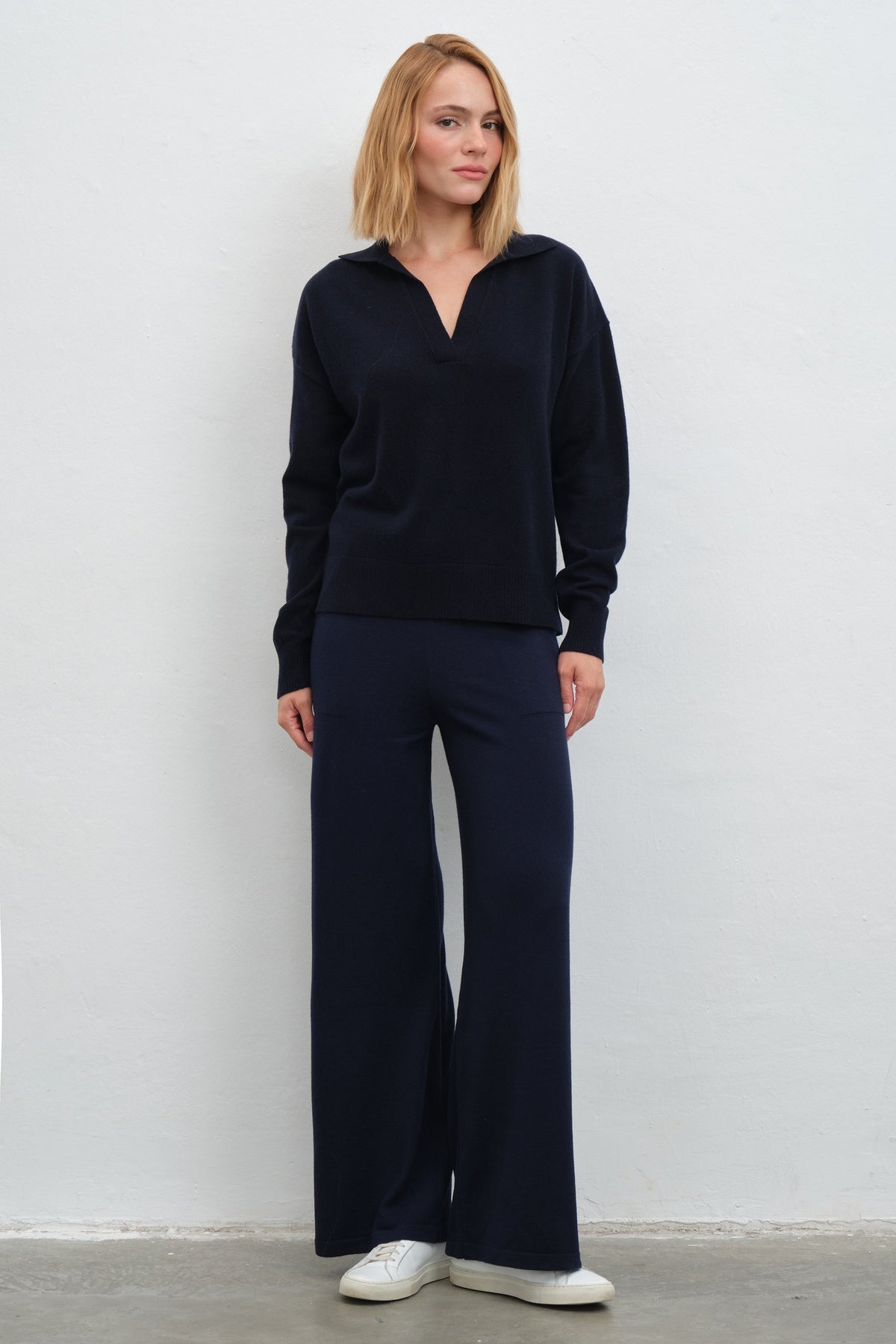Cashmere-Merino Polo-Neck Sweater