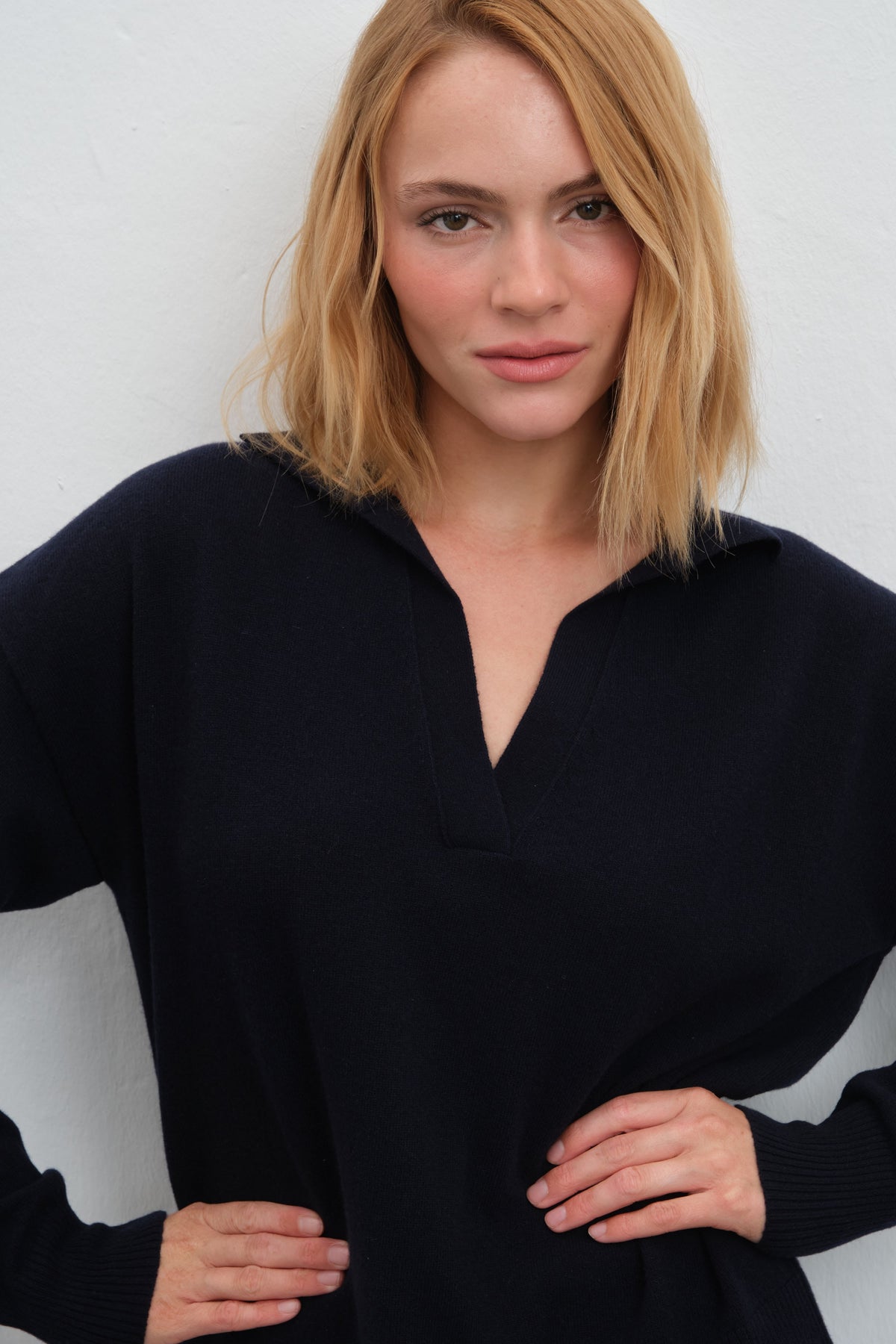 Cashmere-Merino Polo-Neck Sweater