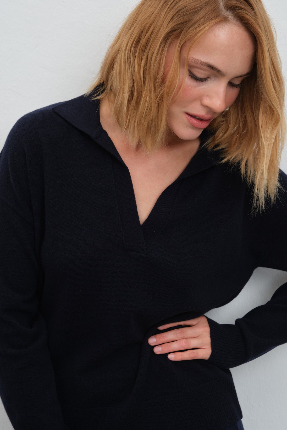 Cashmere-Merino Polo-Neck Sweater